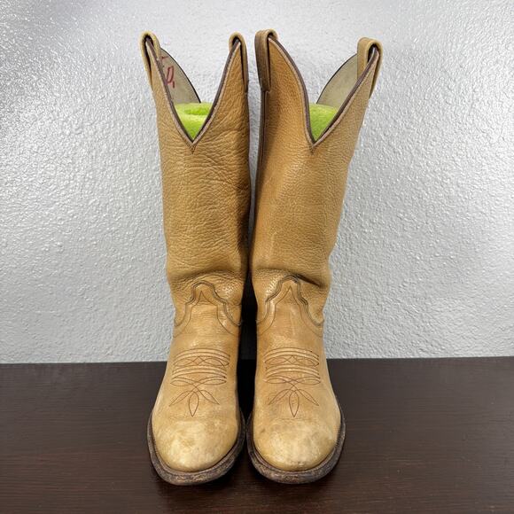 Olathe Western Cowboy Boots Men’s Size 7 C Tan Leather 4056 main image 7